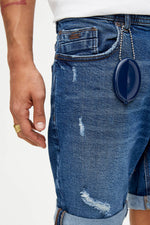 Basic Ripped Denim Bermuda Shorts