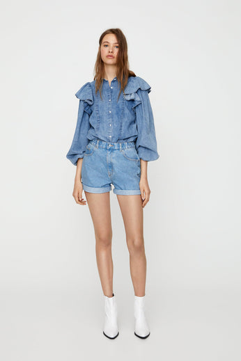 Mom Fit Shorts With Elastic Waist