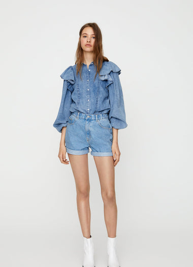 Mom Fit Shorts With Elastic Waist