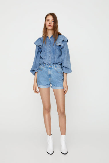 Mom Fit Shorts With Elastic Waist