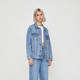 Oversized Denim Jacket With Buttons