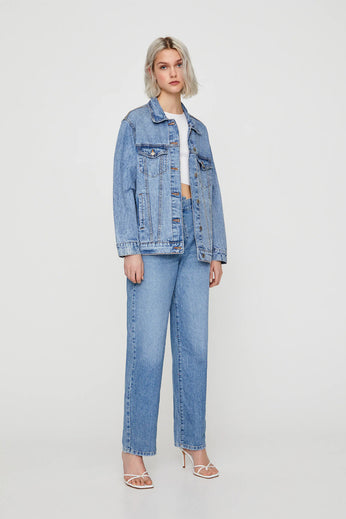 Oversized Denim Jacket With Buttons