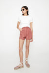 Plain Bermuda Shorts With An Elastic Waistband