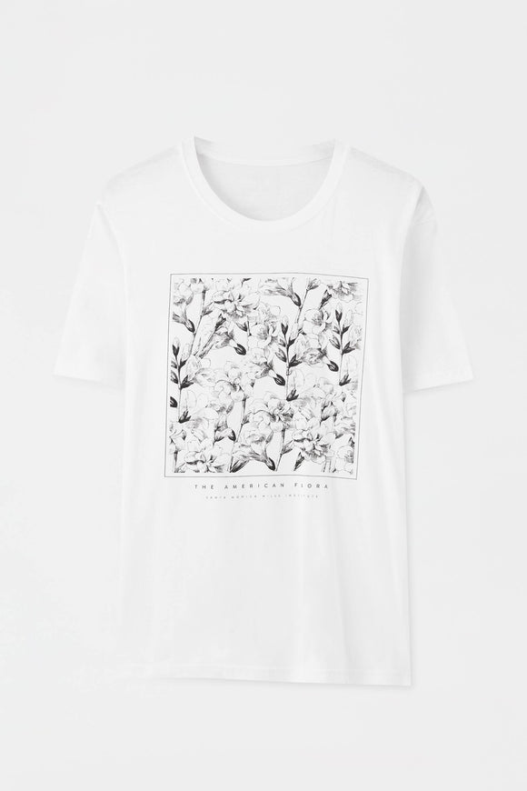 Tshirt With Contrast Floral Illustration